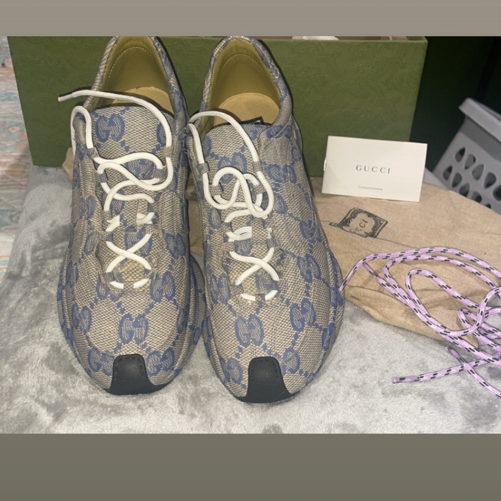 Gucci Blue and Beige Sneakers Size women’s 7.5
